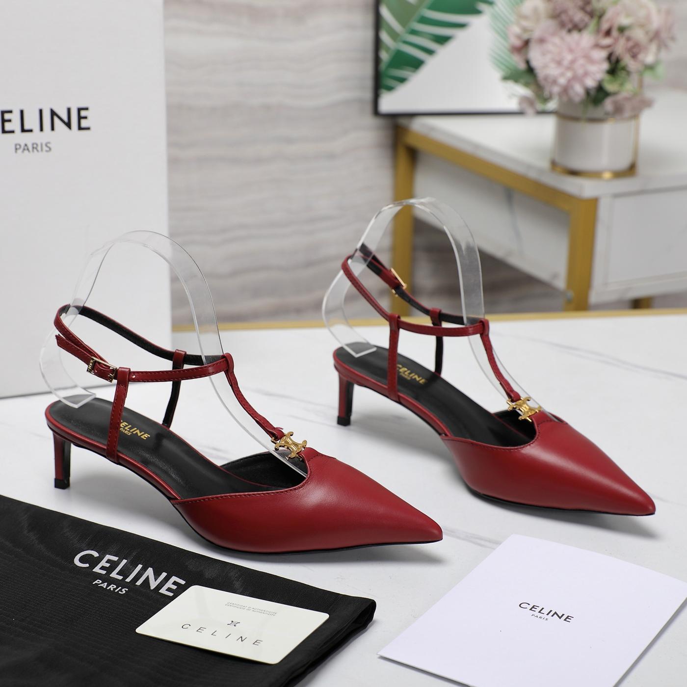 Celine red vintage sandals elegant lady shoes