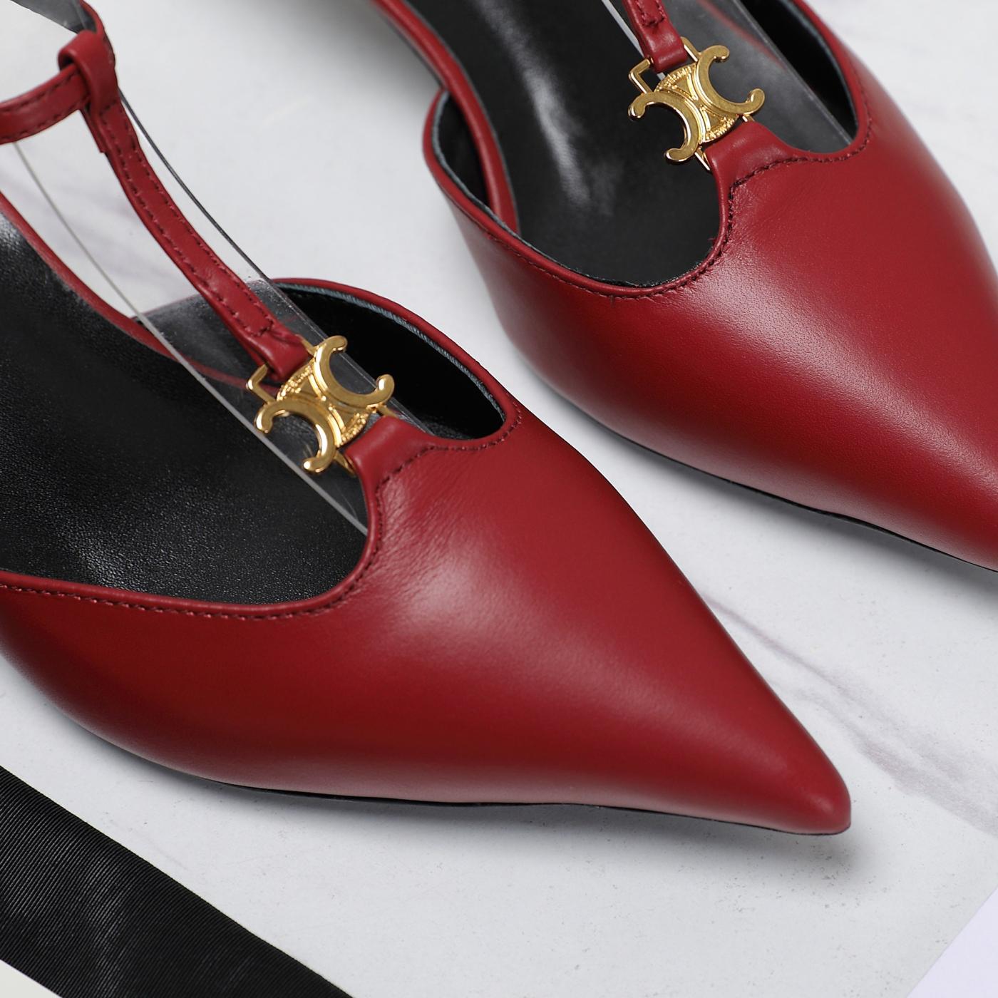 Celine red vintage sandals elegant lady shoes