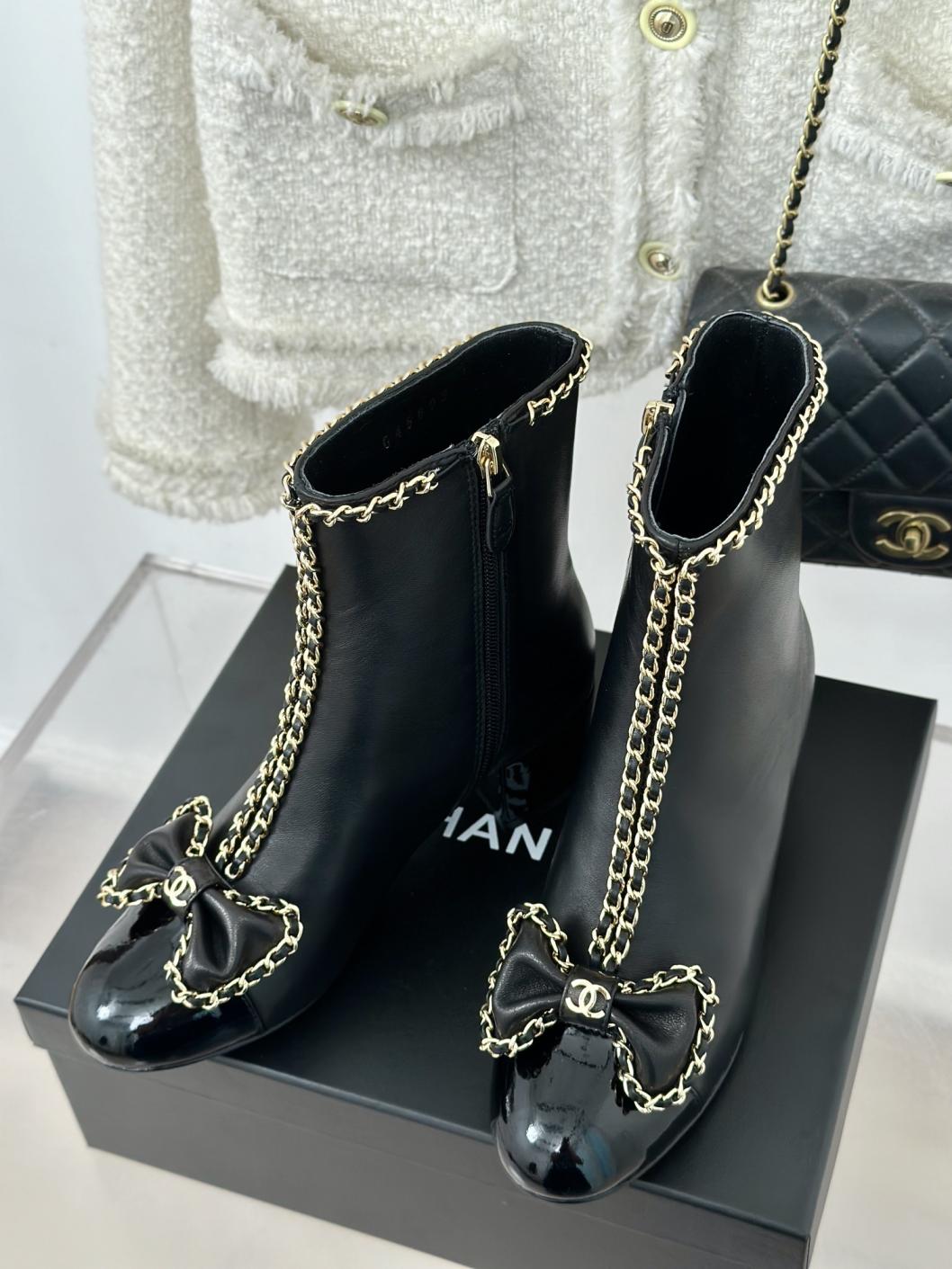 Chanel cowskin leather boots