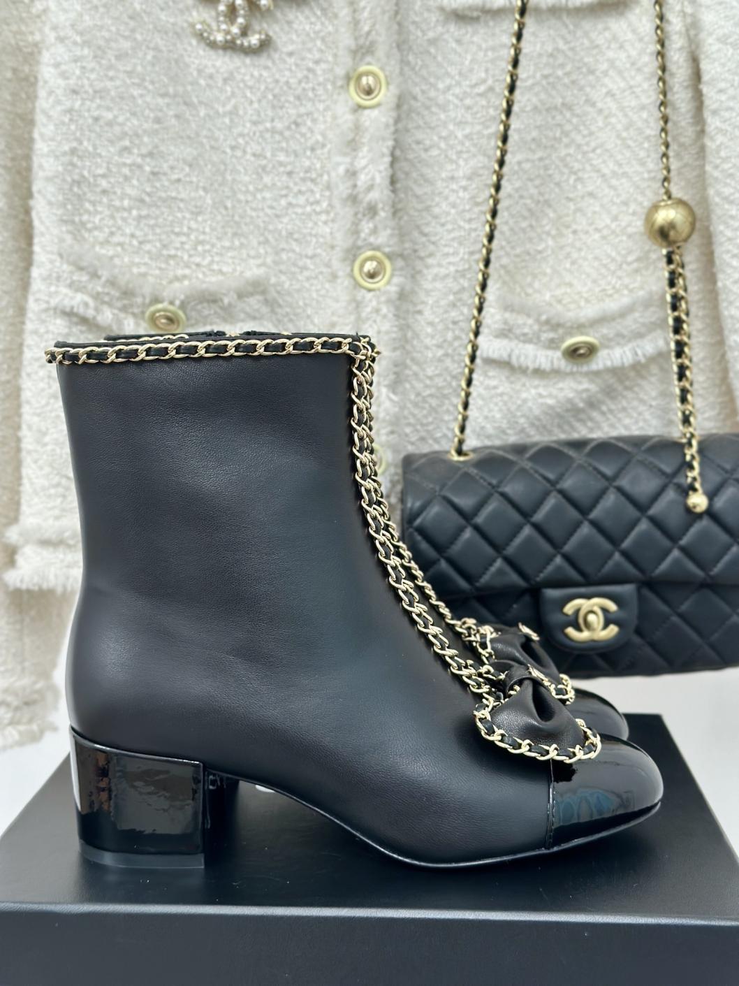 Chanel cowskin leather boots