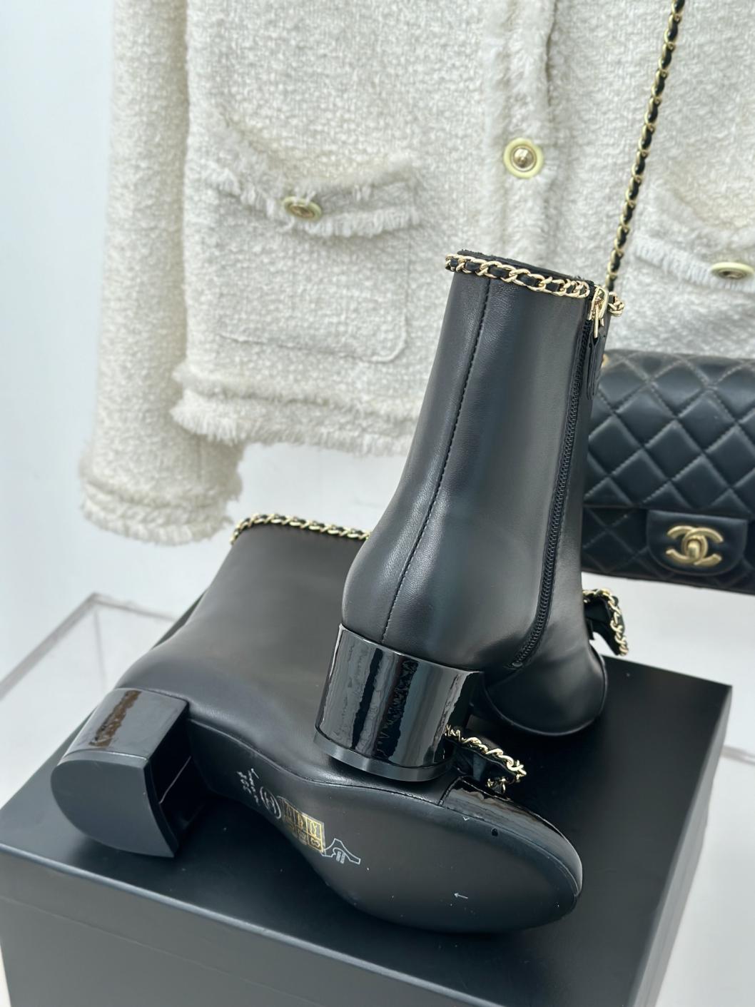 Chanel cowskin leather boots