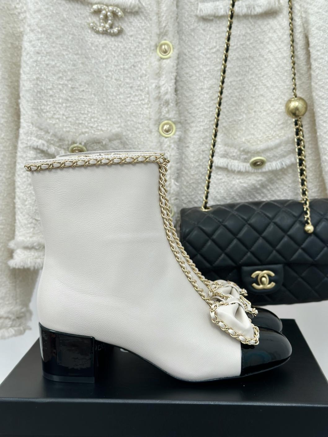 Chanel cowskin leather boots