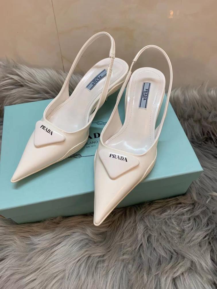 PRADA heel leather sandals