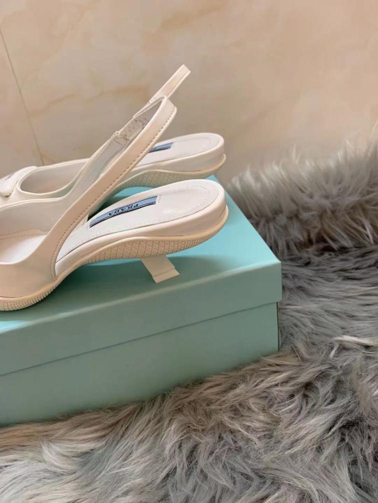 PRADA heel leather sandals