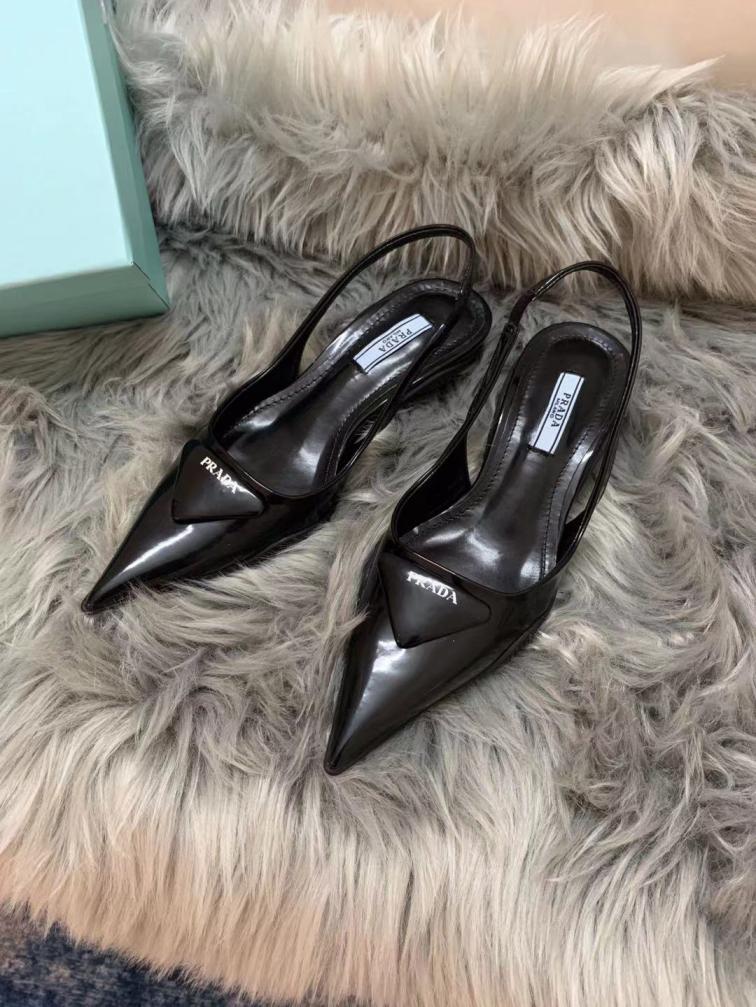 PRADA heel leather sandals