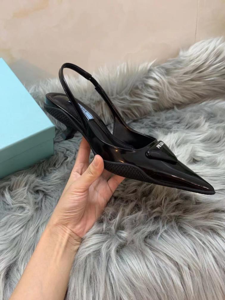 PRADA heel leather sandals
